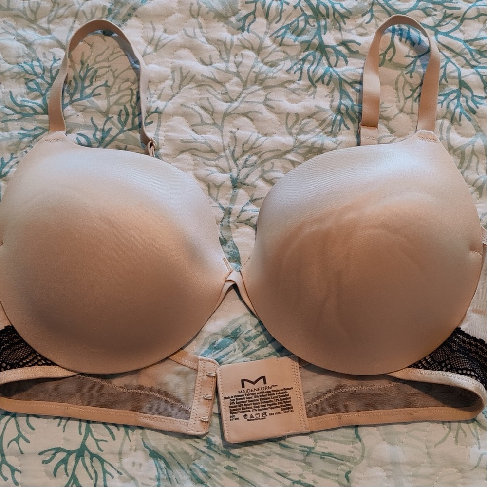Beige and Black Lace Bra